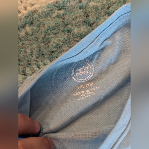 Girls Long Sleeve Blue SGood Vibes Club' Top Size xXL Size 18 Wonder Nation - Picture 5 of 6